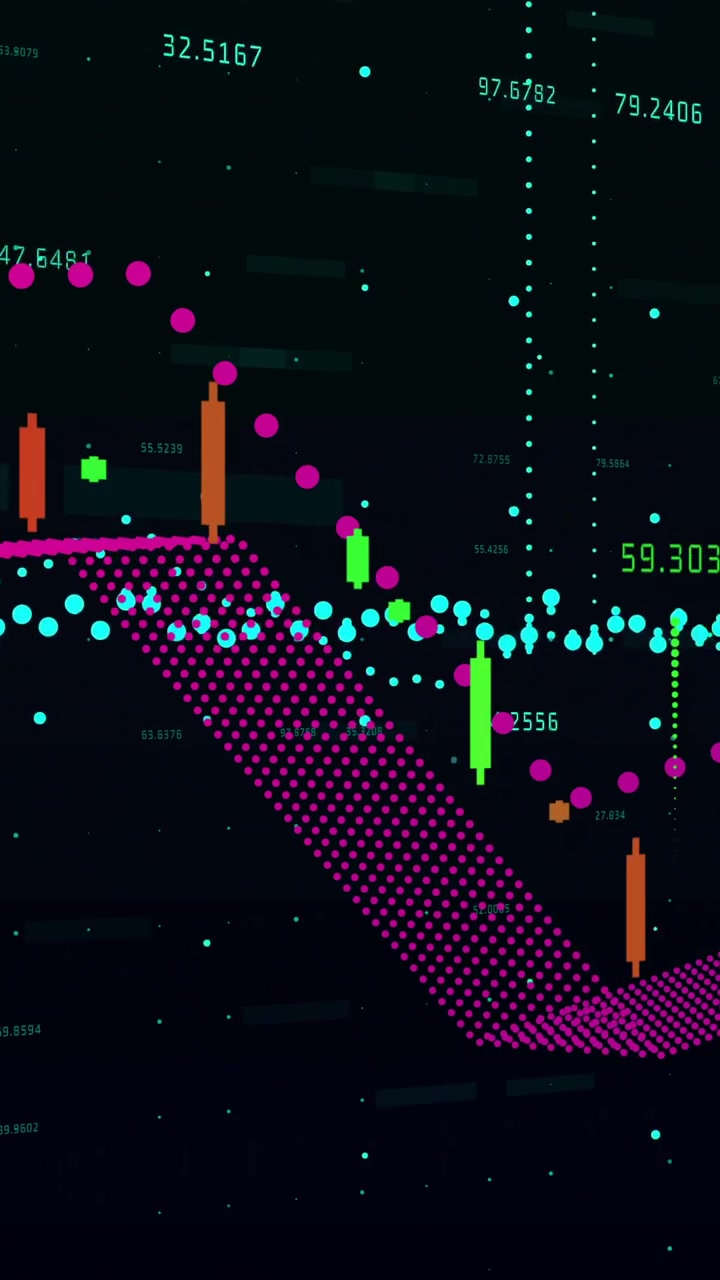 Animation of digital data processing over black background