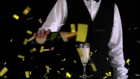 Waiter-pouring-champagne-in-a-glass