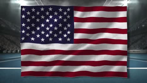 Animation-of-american-flag-waving-over-sports-stadium