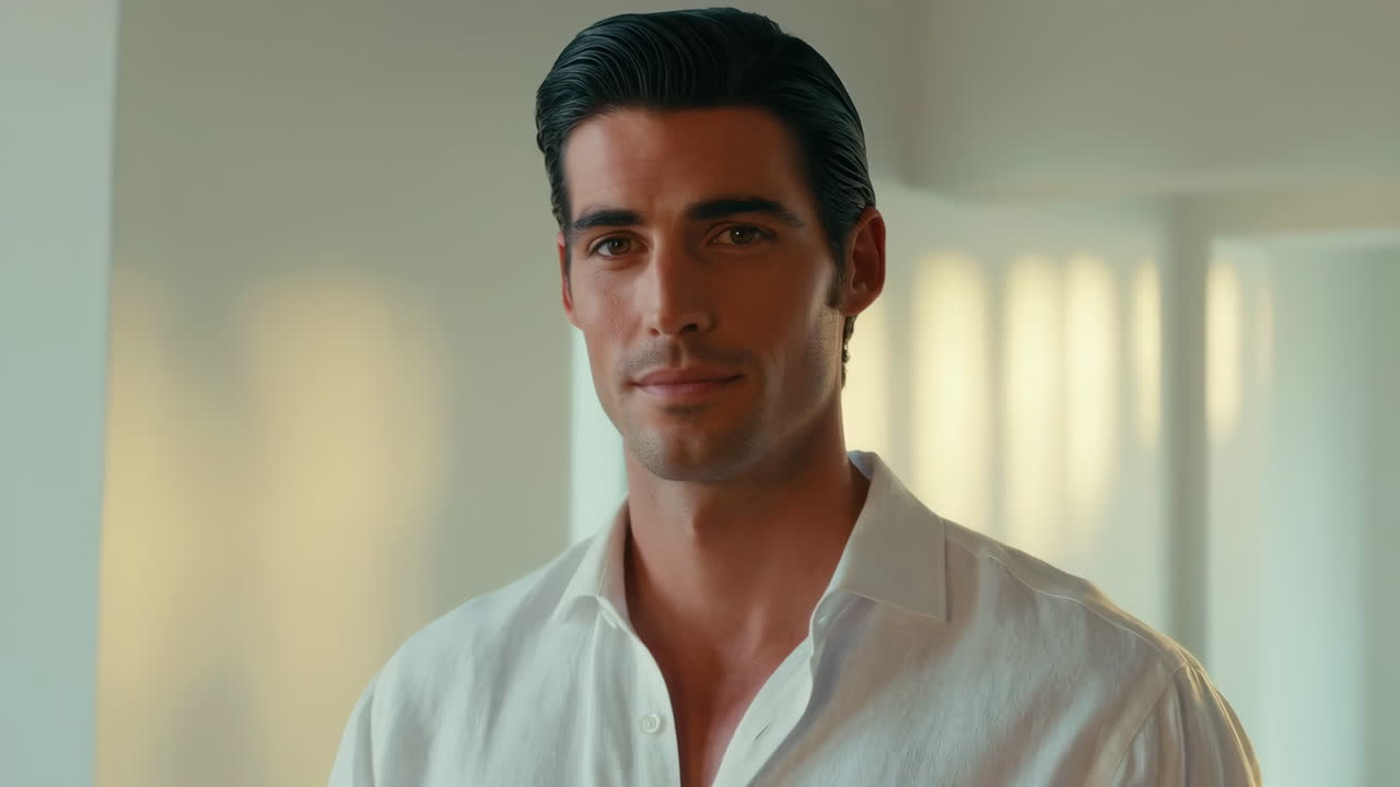 Portrait of a handsome man in a white shirt
