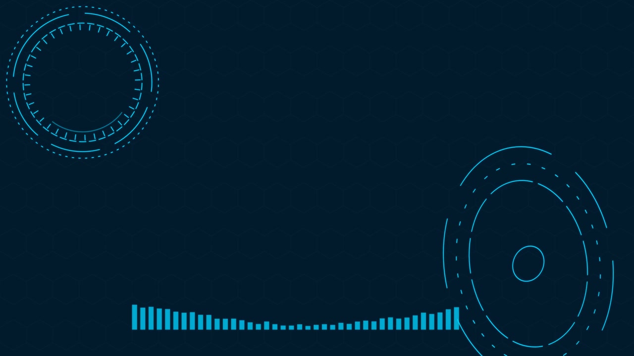 Digital HUD Interface with Animated Audio Spectrum and Circular Scopes