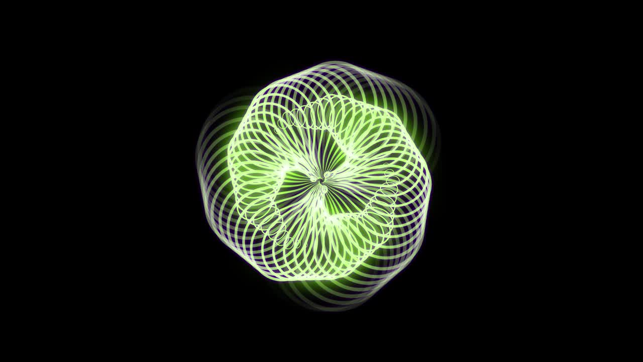 animación de formas geométricas abstractas. un fondo lleno de imaginación y creatividad. el fondo es negro. el color es verde.