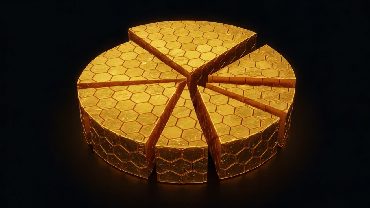 A Stunning Golden Honeycomb Cake Slice Arrangement Captured in Two Frames, Showcasing the Striking Hexagonal Pattern and Luscious Golden Hue for a Captivating Visual Experience