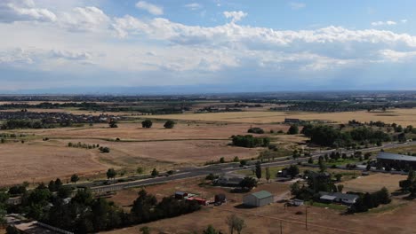 Aerial-of-Rural-American-West,-Dry-Land-Wide-Angle-Drone-Dolly-Shot