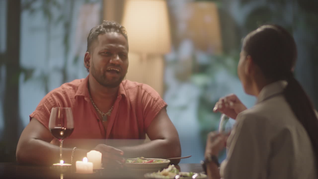 Romantic Couple Chatting on Dinner at Home