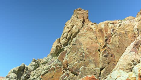 Rocky-mountains-on-harsh-and-dry-landscape-of-Tenerife,-motion-view