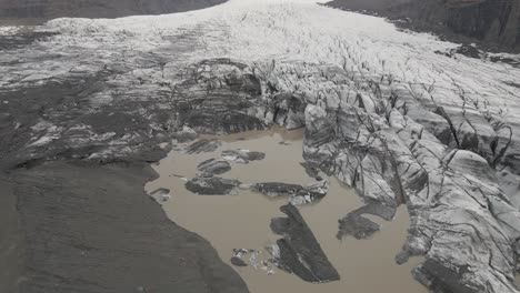 drone flying over svinafellslon glacier, iceland