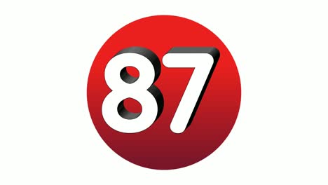 3D-Number-87-eighty-seven-sign-symbol-animation-motion-graphics-icon-on-red-sphere-on-white-background,cartoon-video-number-for-video-elements