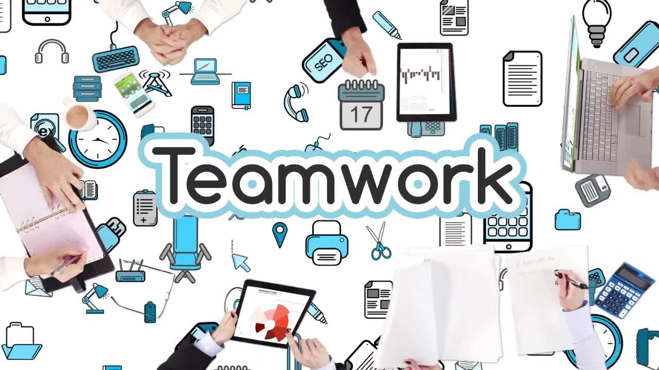 사업가 들 의 손 이 일 하고 있다