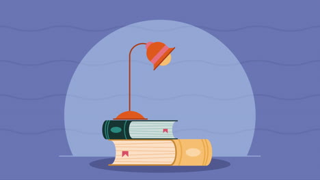 two text books with lamp animation