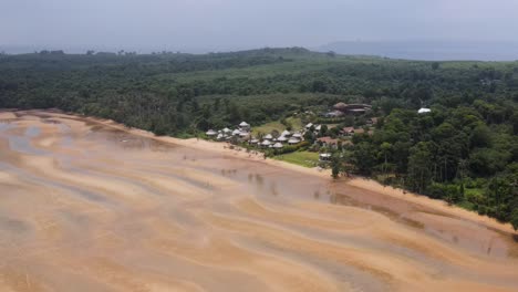 aerial view of ao tan beach during low tide at koh mak