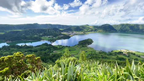 twin lake of sete cidades in stunning nature of the azores islands