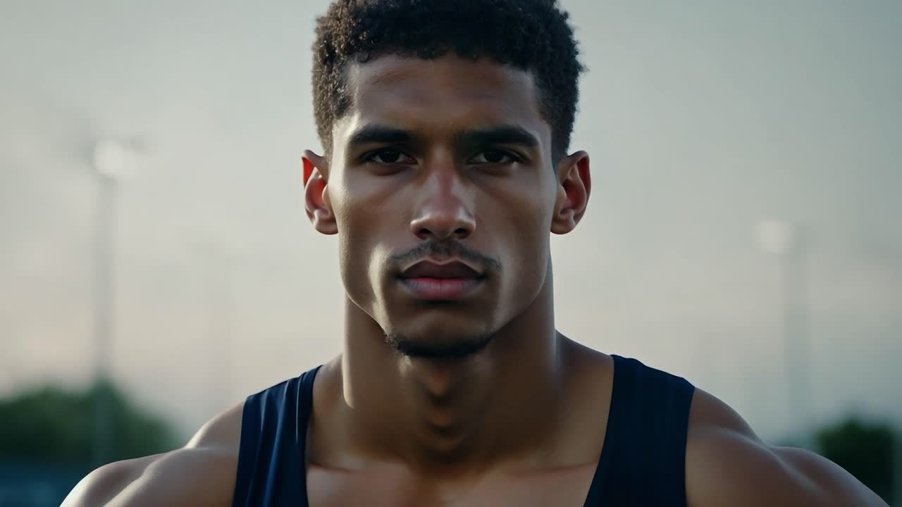 Portrait of a Muscular Male Athlete