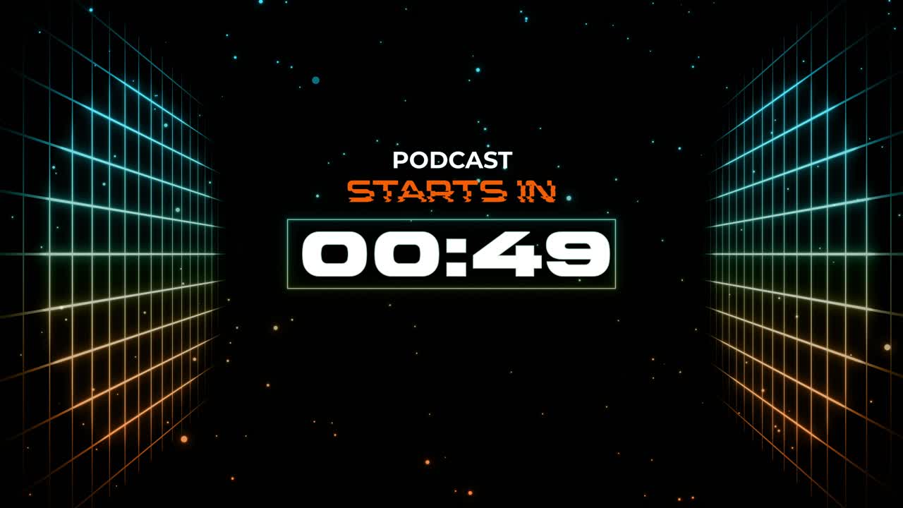 Digital Countdown Timer for Podcast Start with Grid Background