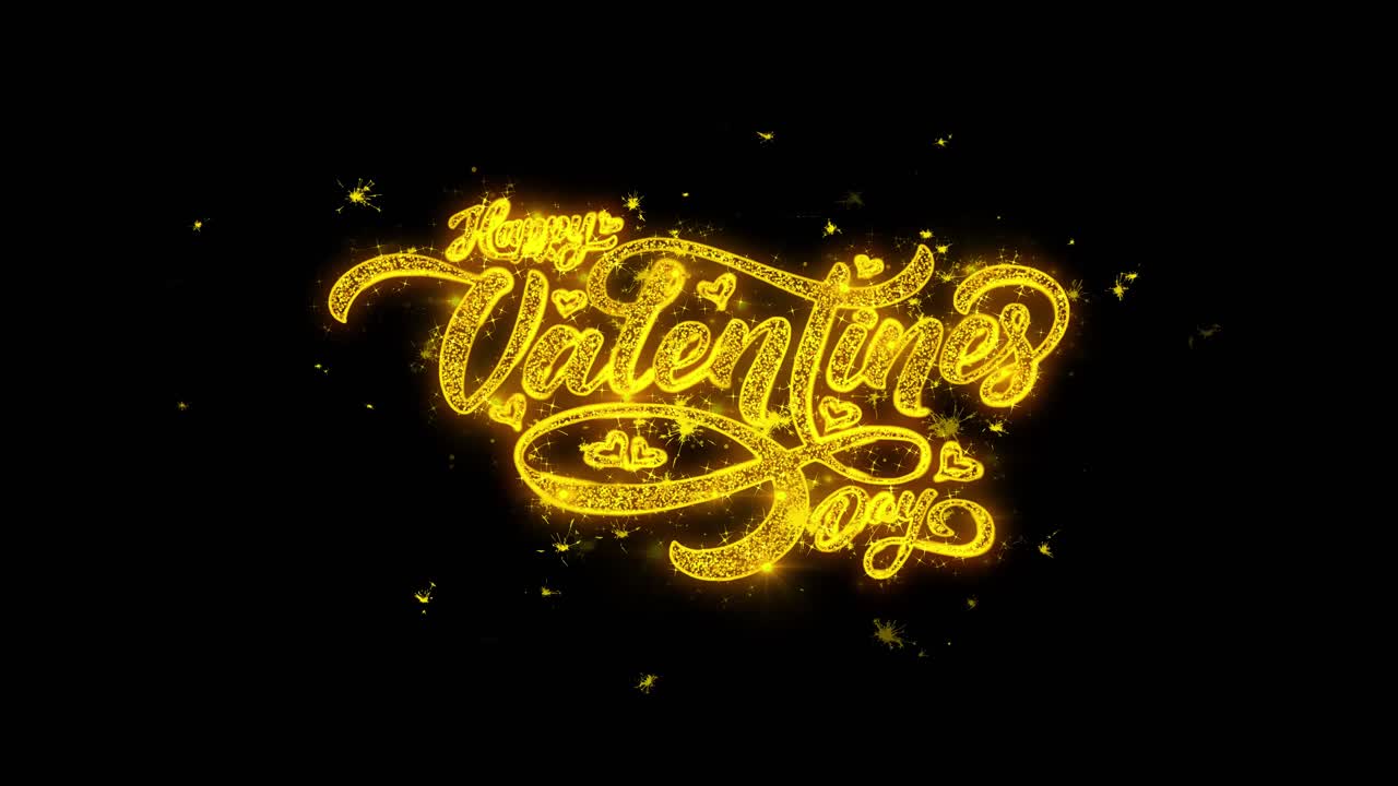 Happy Valentines Day Golden Sparkle Text