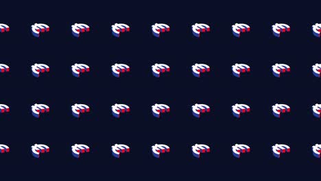 european money euro isometric symbols in animated pattern on a dark background. seamless loop animation