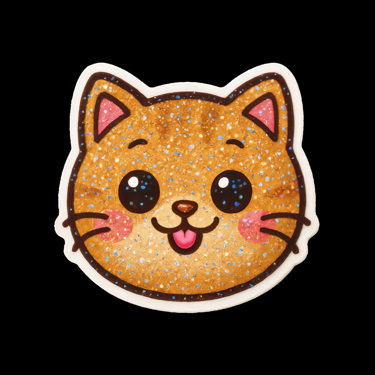 Cute glittery cat sticker animation isolated asset, transparent 4K video, alpha channel, ProRes 4444