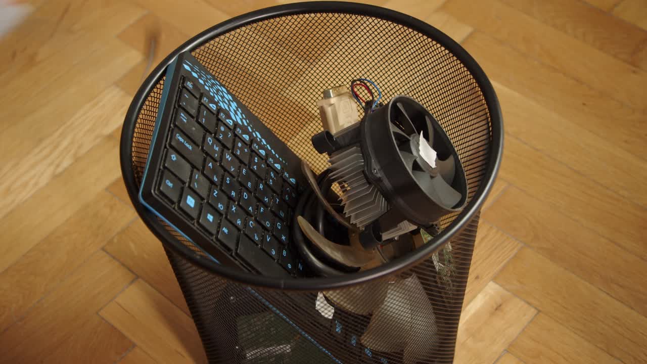 Electronic waste. Old Computer Cables and Devices