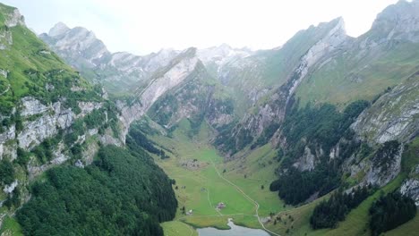 aerial view ofpart of the swiss alps including säntis, alpstein, switzerland