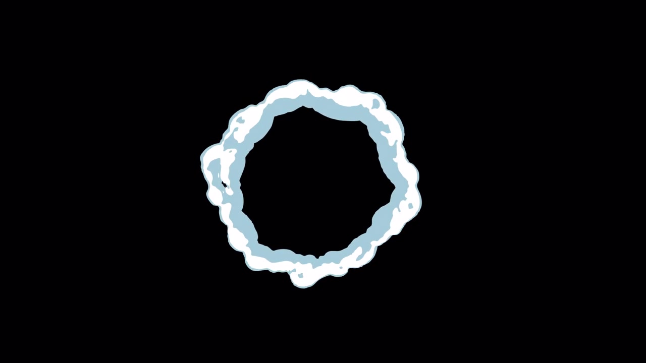 Animated Light Blue Ring Expanding and Dissolving into Particles