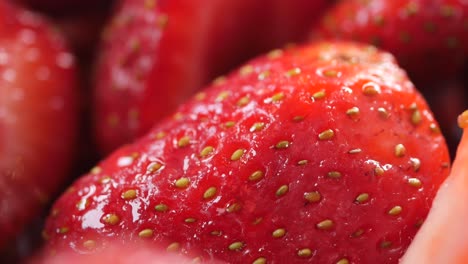 close-up of fresh strawberries with fork