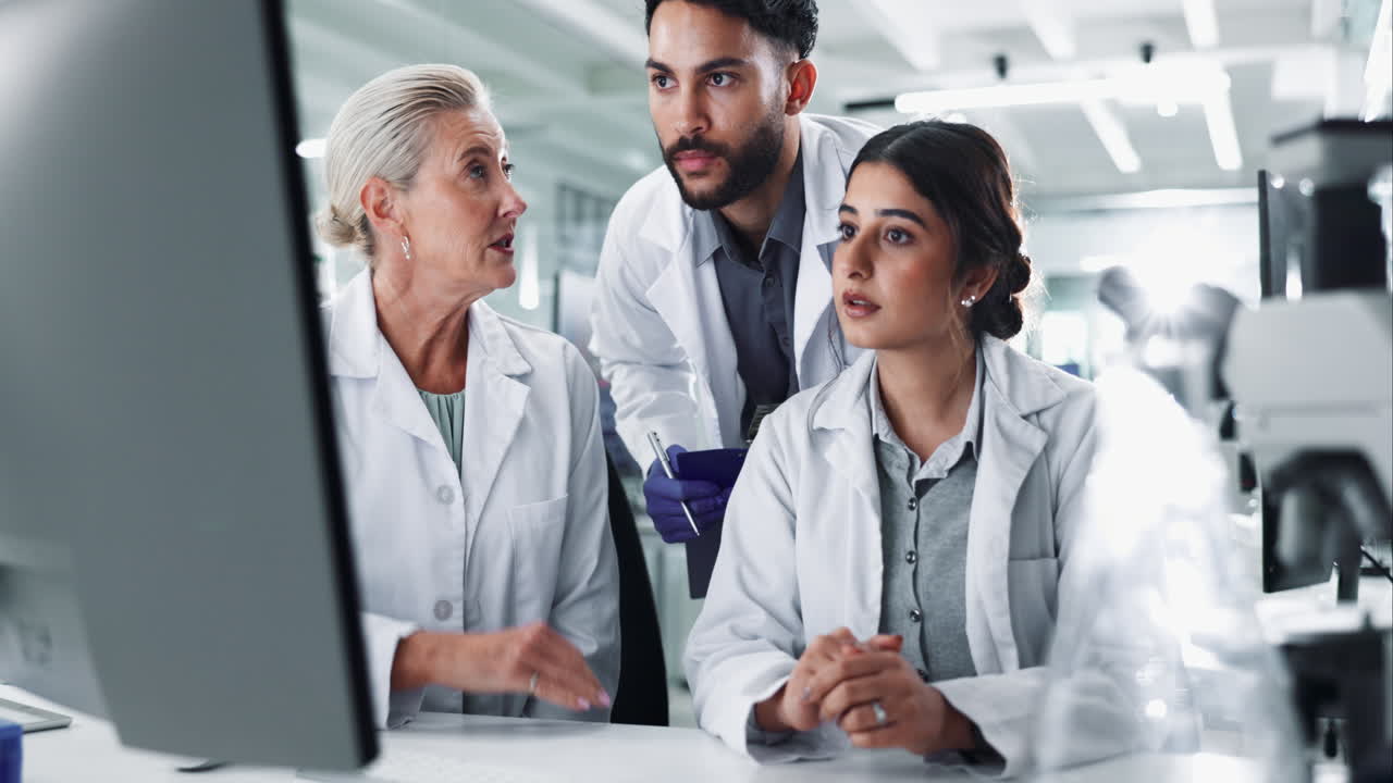 Scientists collaborating in a laboratory