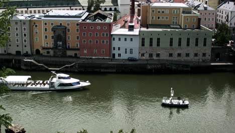 agrement ship passing german port on danube river