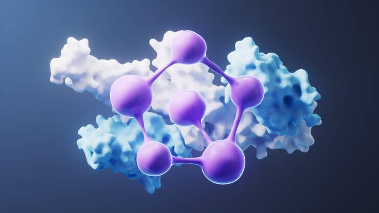 Biological protein and molecule, 3d rendering.