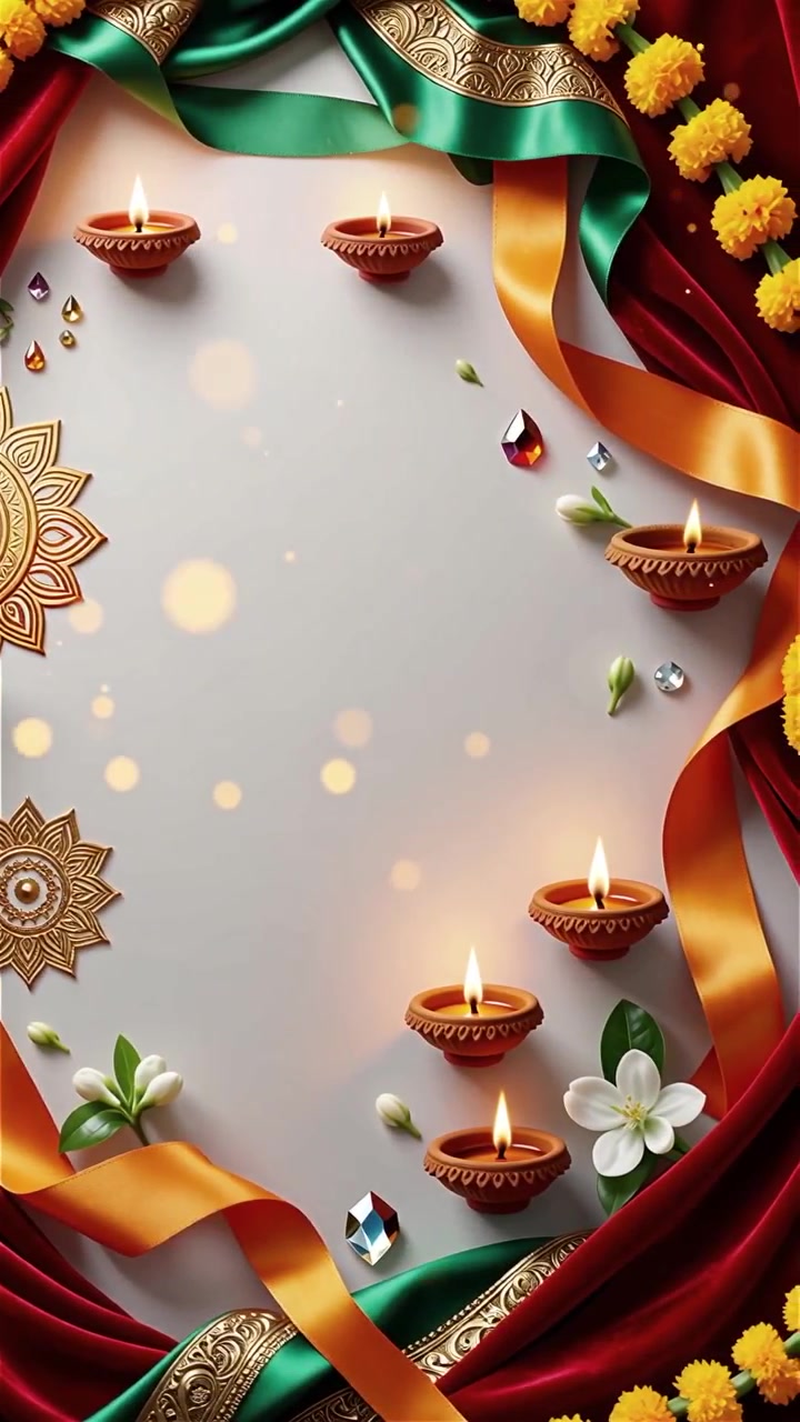 Sfondo del Festival Diwali con lanterne e decorazioni tradizionali Diyas.