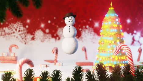 tarjeta de felicitación de navidad con el hombre de nieve gracioso agitando