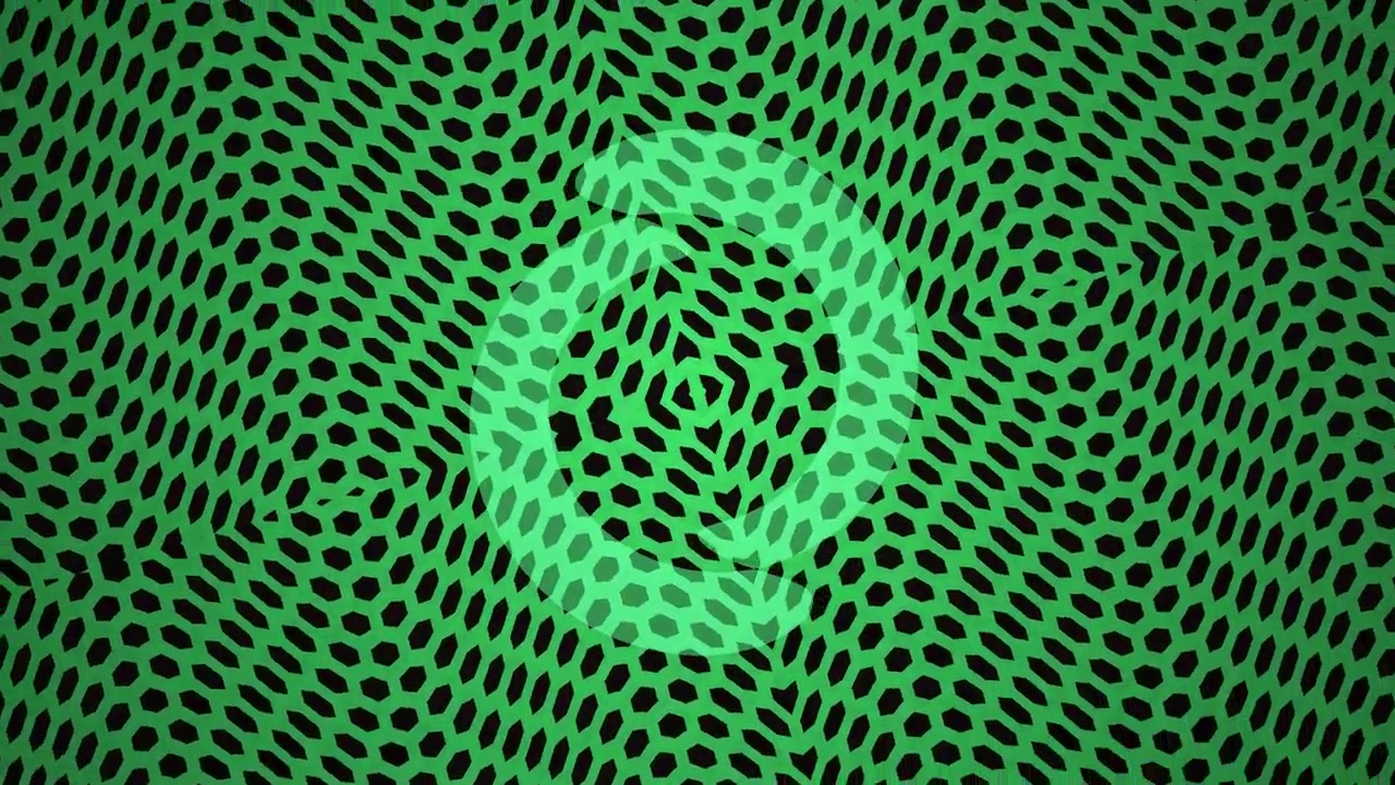 Motif géométrique vert abstrait avec un mouvement circulaire rotatif