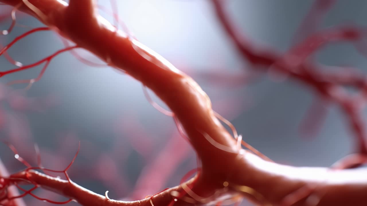 Red intrincada de vasos sanguíneos: Exploración detallada de capilares y su papel en la función circulatoria y anatomía humana en imágenes de alta resolución.