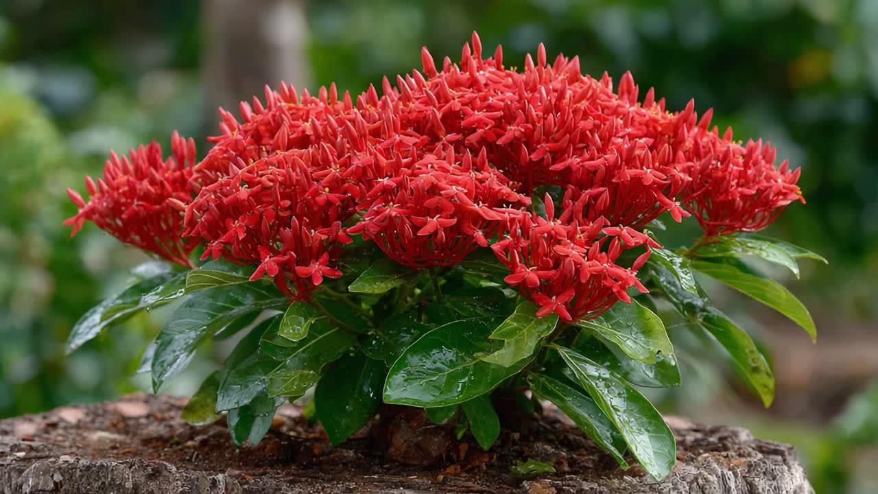 Vibrant Red Flowers in a Lush Green Setting: A Close-Up of Blooming Flora Showcasing Nature's Beauty and Serene Growth in Full Blossom