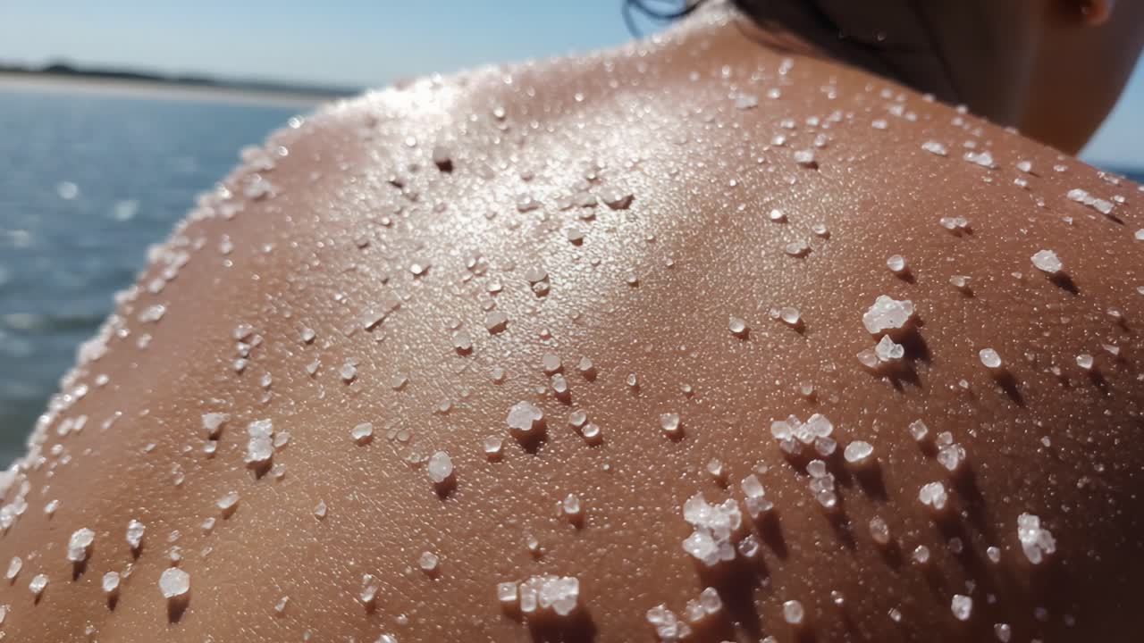 Capturing the Essence of Sunshine and Relaxation: A Glimpse of a Shimmering Salty Back Facing the Calm Waters on a Bright Day