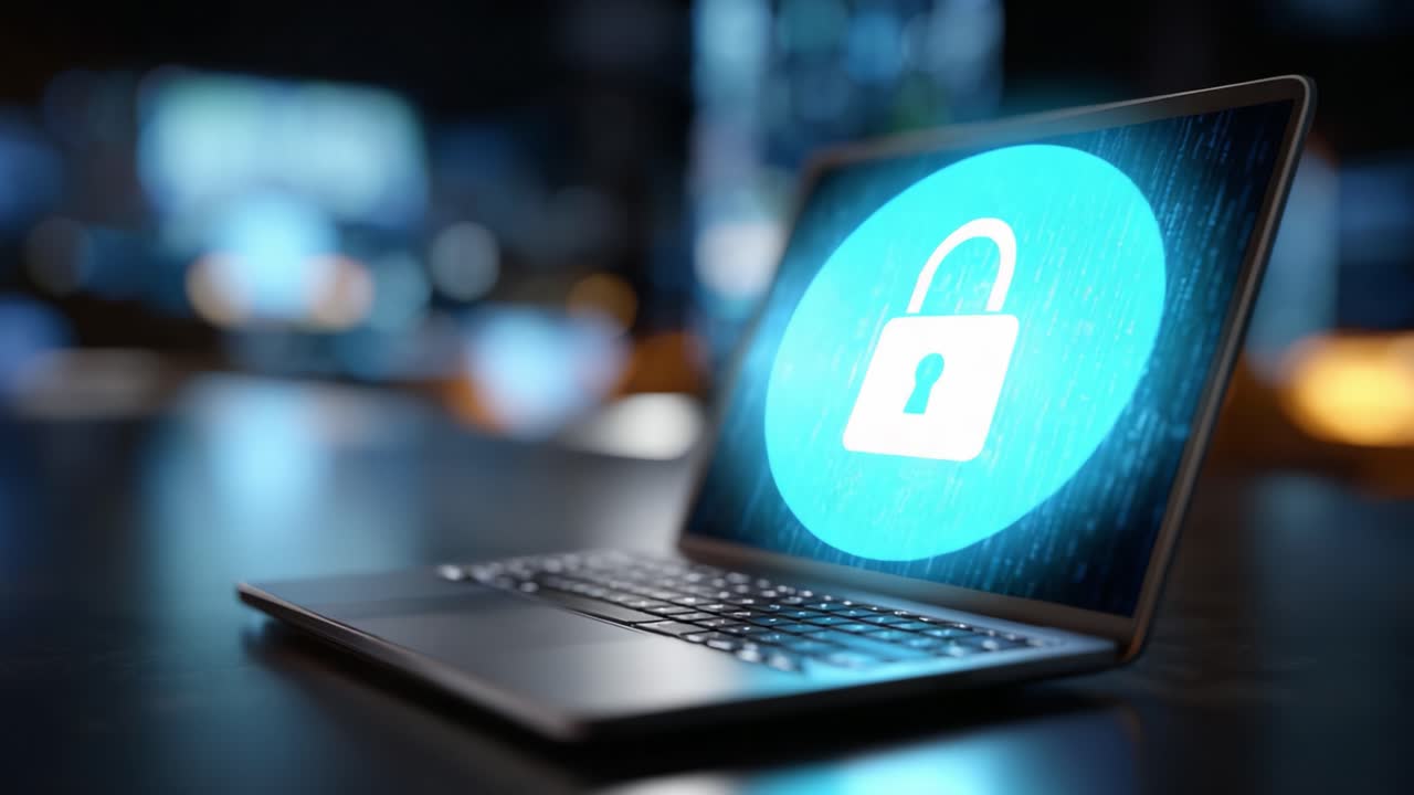 Exploring Cybersecurity: A Diverse Look at Digital Lock Symbols on a Laptop Screen, Representing Data Protection and Security in the Modern Age