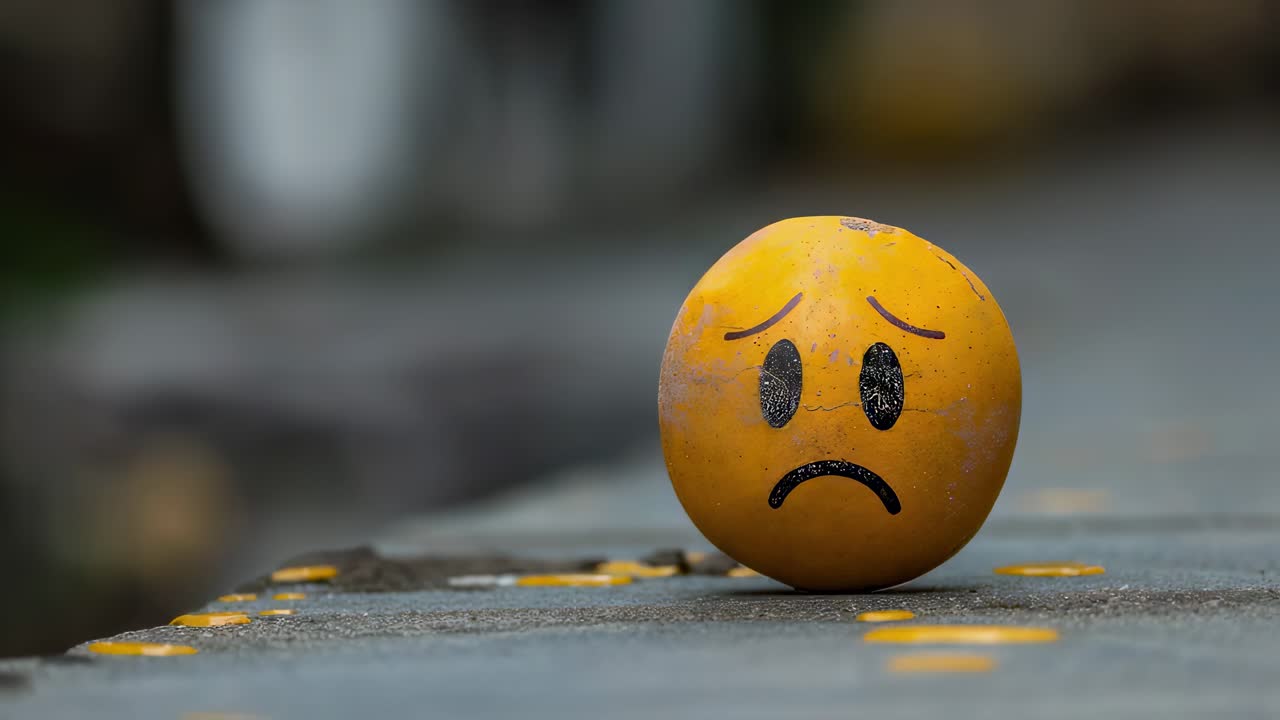 Smutné emoji namalované na vejci