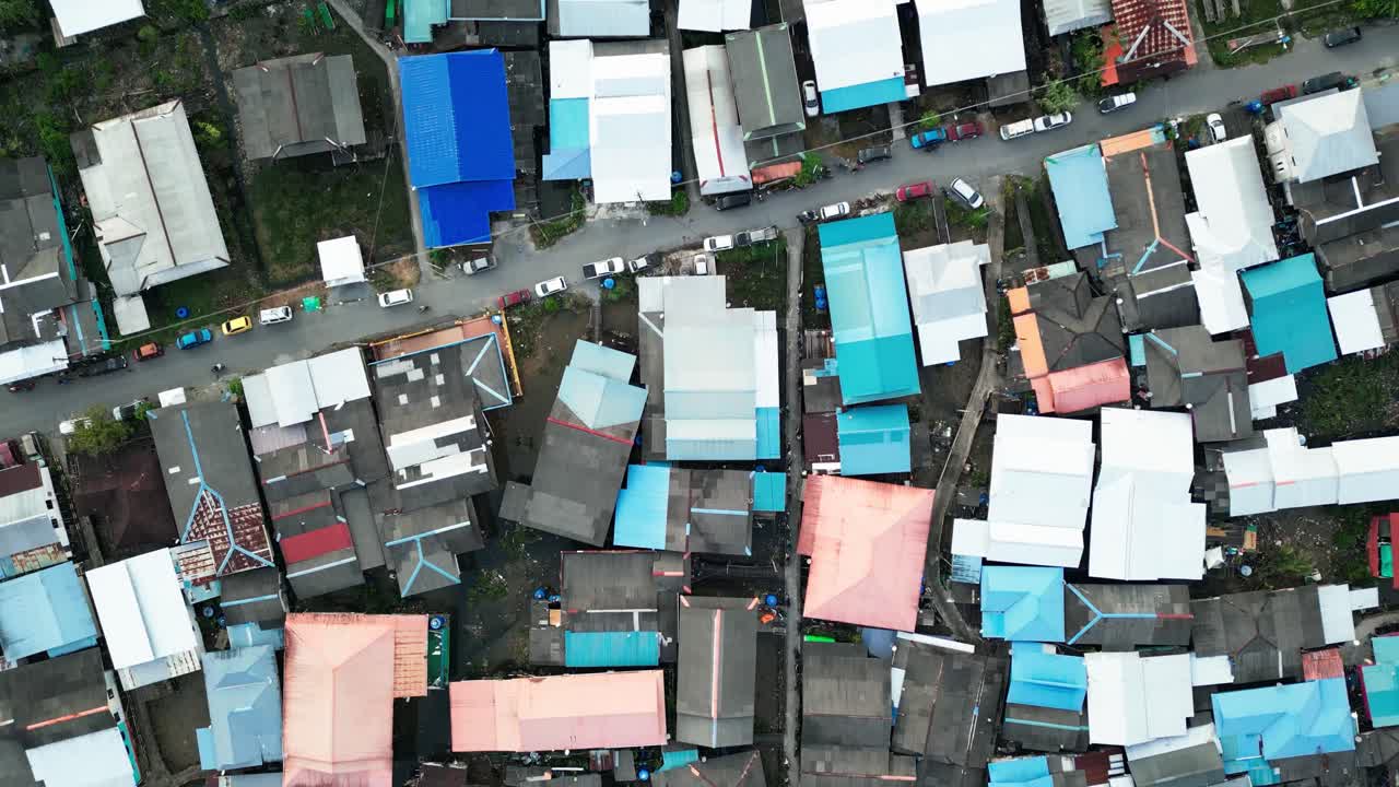Aerial Drone View During Summer Kabong Fishing Village,With River And Beach,Sarawak,Borneo