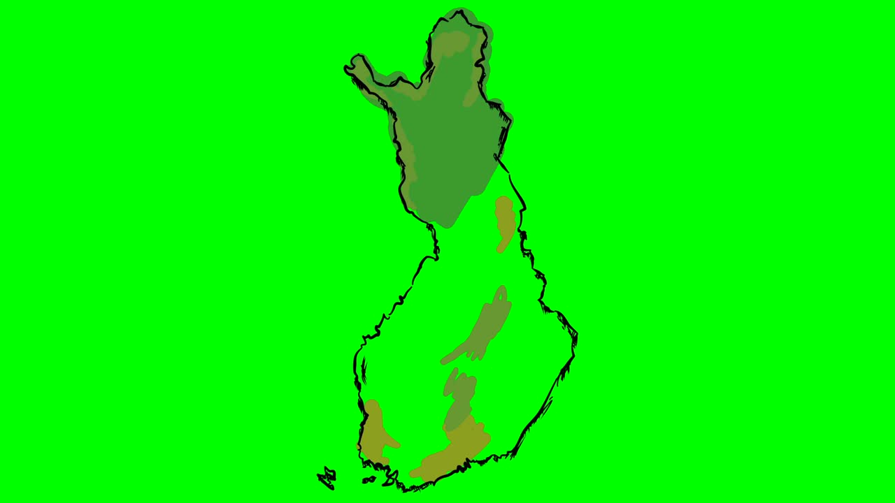 녹색 화면에 컬러 지도를 그리는 핀란드 고립 된 화이트 보드