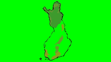 finlandia dibujando un mapa de colores en una tabla blanca aislada en pantalla verde