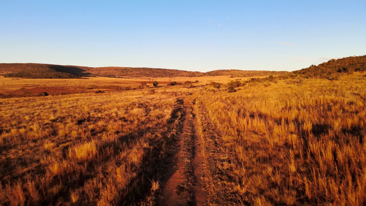 Strada sterrata in una fattoria isolata in Sudafrica