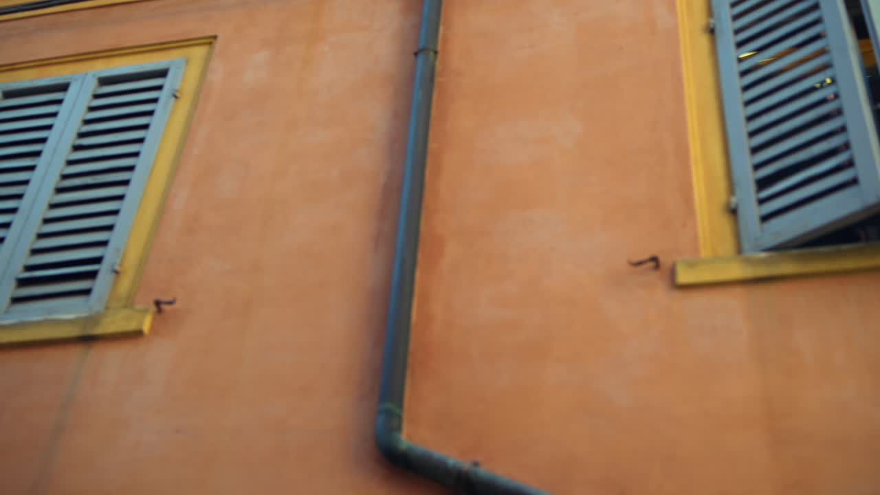 Old European Building Facade with Shutters