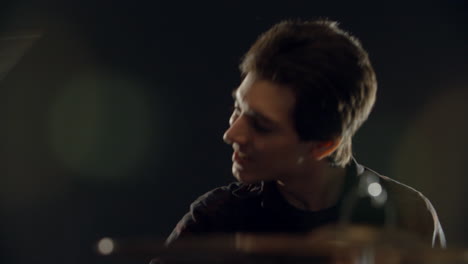 Slow Motion Sequence Of Drummer Playing Drum Kit