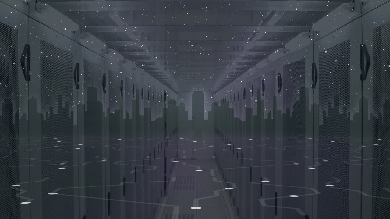 컴퓨터 서버 간의 연결 네트워크의 애니메이션