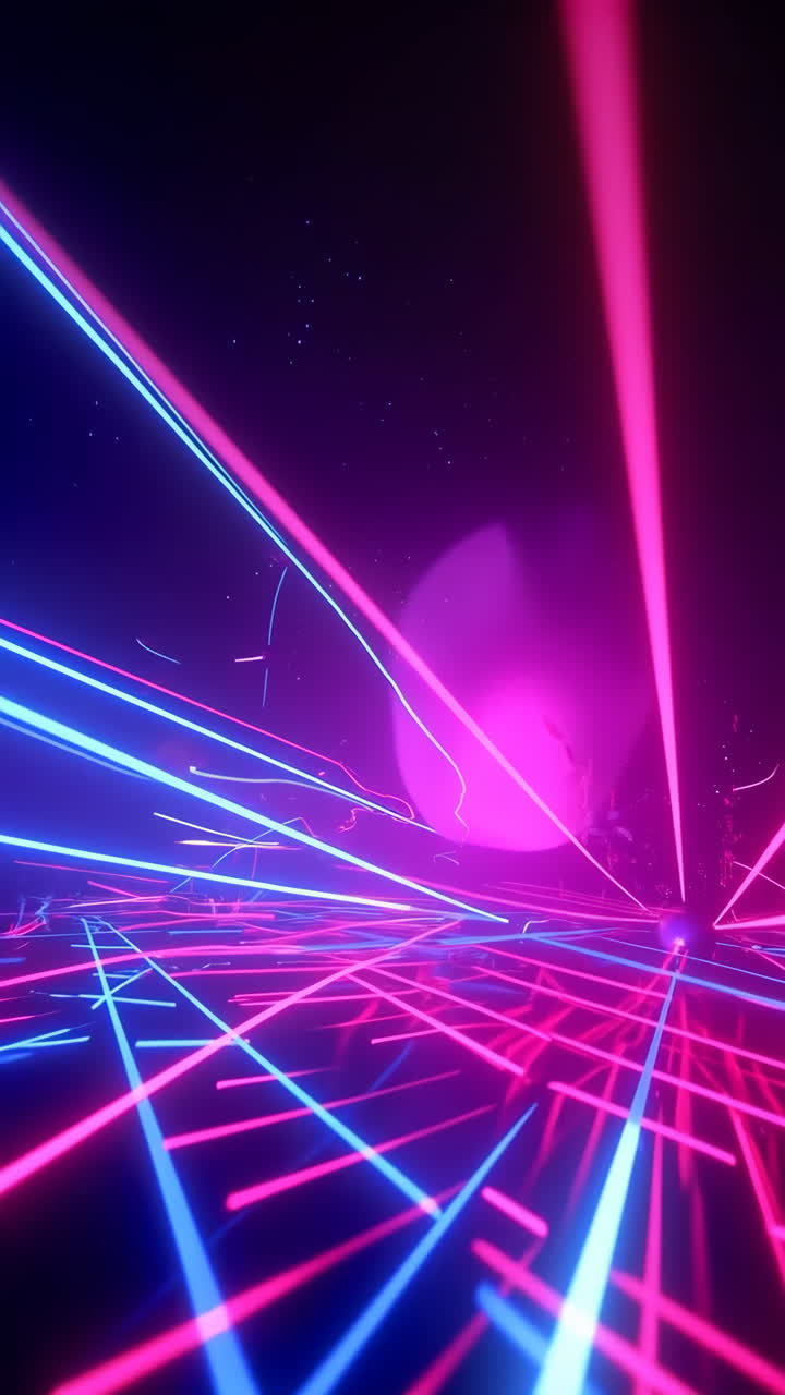 Abstract Neon Grid with Glowing Orb