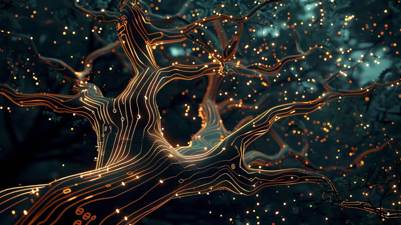 Glowing Fantasy Tree in a Dark Forest