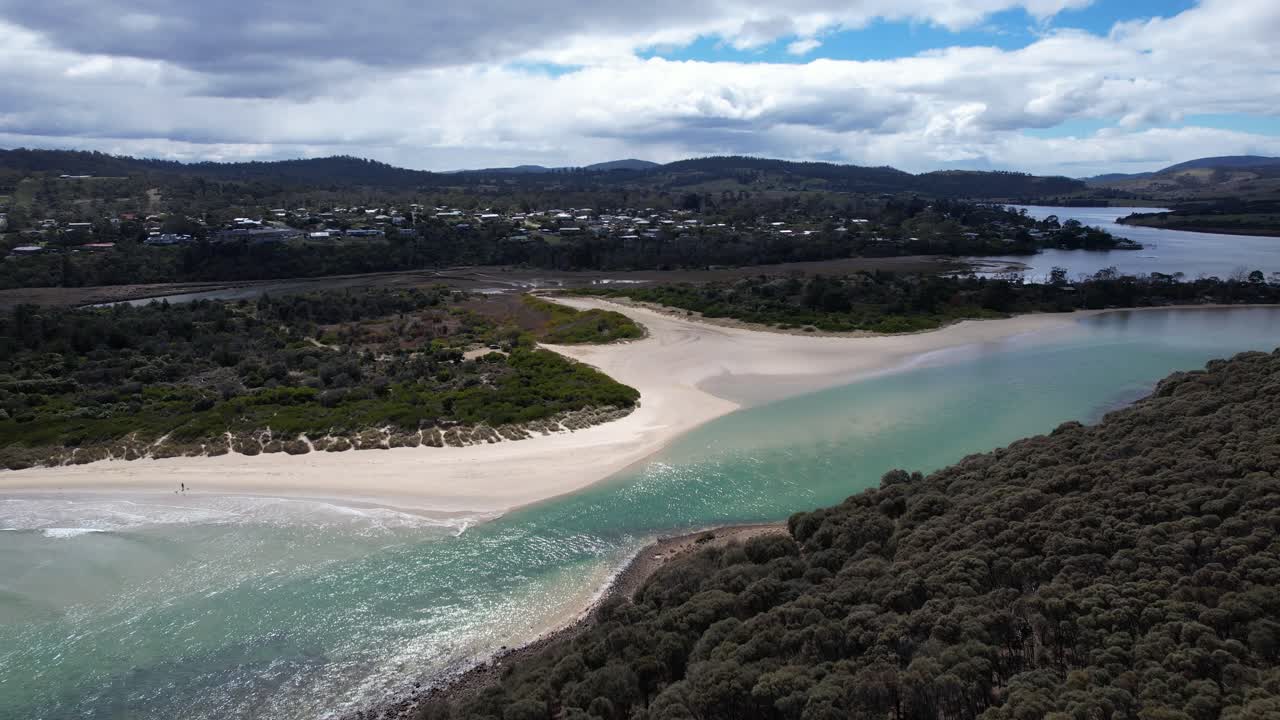 Carlton River And Beach In Tasmania, Australia - Aerial Drone Shot