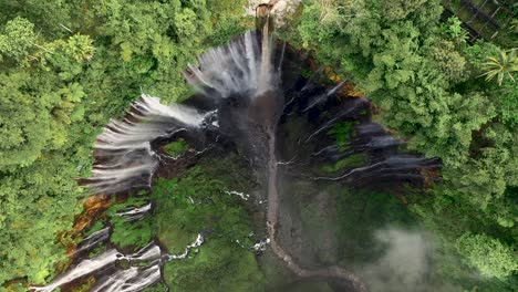 view from above, amazing aerial view of the tumpak sewu waterfalls coban sewu