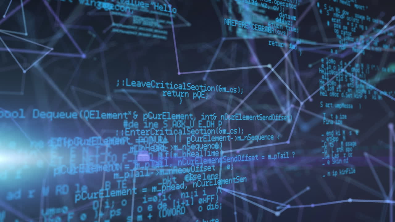 Video of network of connections over dark background