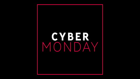 white and red cyber monday text appearing