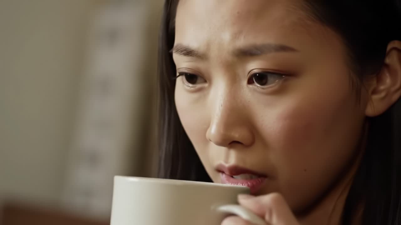 A Close-Up Emotional Reflection of a Young Woman Contemplating Life's Challenges, Expressing Deep Feelings of Concern and Vulnerability in Pensive Moments